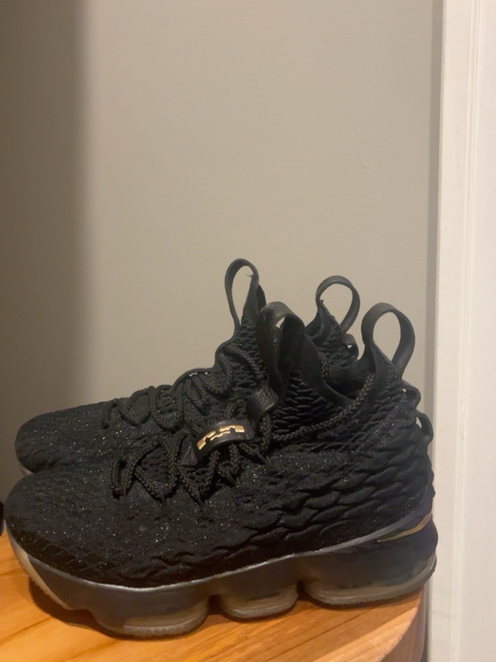 Nike LeBron 15 Black Metallic Gold 15 Black Basketball Shoes